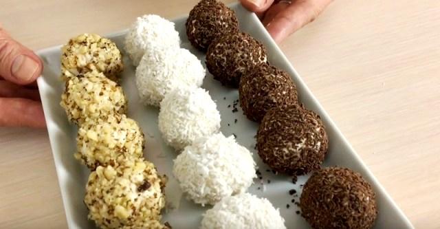 Творожные конфетки с печеньем и орешками